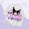 Kuromi Girl T Shirt Purple Cartoon Print Kids Tops Short Sleeve Tees Summer Breathable Cute Baby Casual Clothes Birthday Gifts