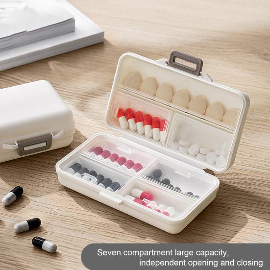 Pill Storage Box Food Grade Compact Size Multi-compartments Good Seal Effect Large Capacity Item Storage Reusable 7 Grids Tablet