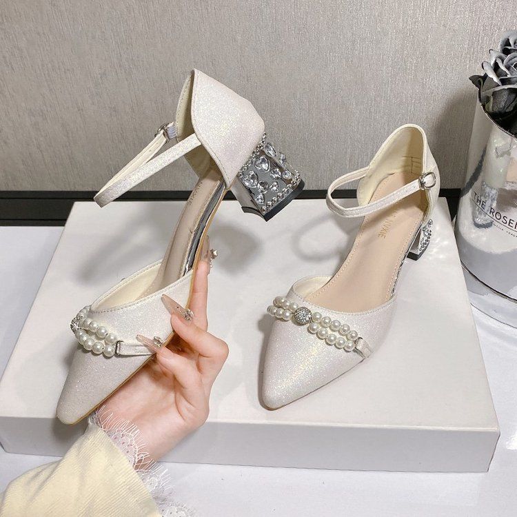 2025 Spring and Autumn New Xiaoxiangfeng Pointed Mary Jane Single Shoes Women's Shallow High Heel Ballet Thick Heel Sweet Women's Shoes