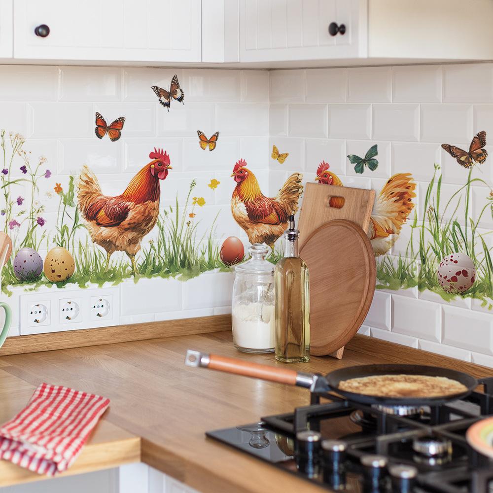 Country-style Rooster Kitchen Dining Room Home Background Beautification and Decoration Wall Stickers