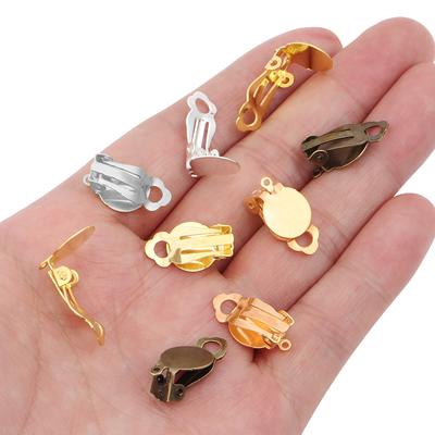 50pcs Round Flat Ear Clip Blank Setting Base None Pierced Cabochon Bezel Tray Earrings For Jewelry Making Earrings Accessories