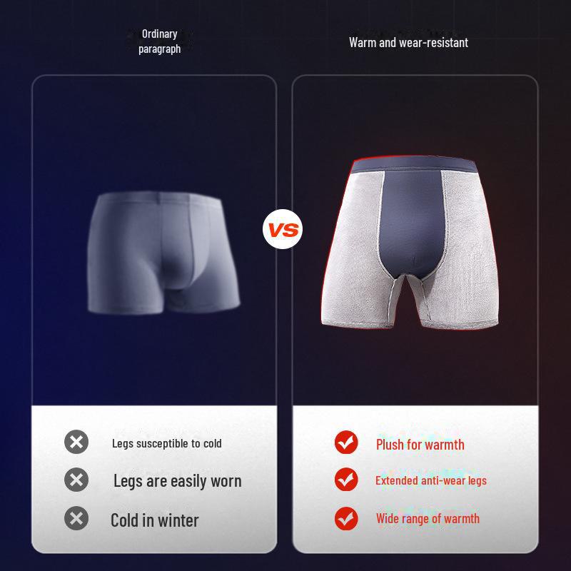 Men's Thermal Plus Velvet Long Boxer Shorts for Autumn/Winter