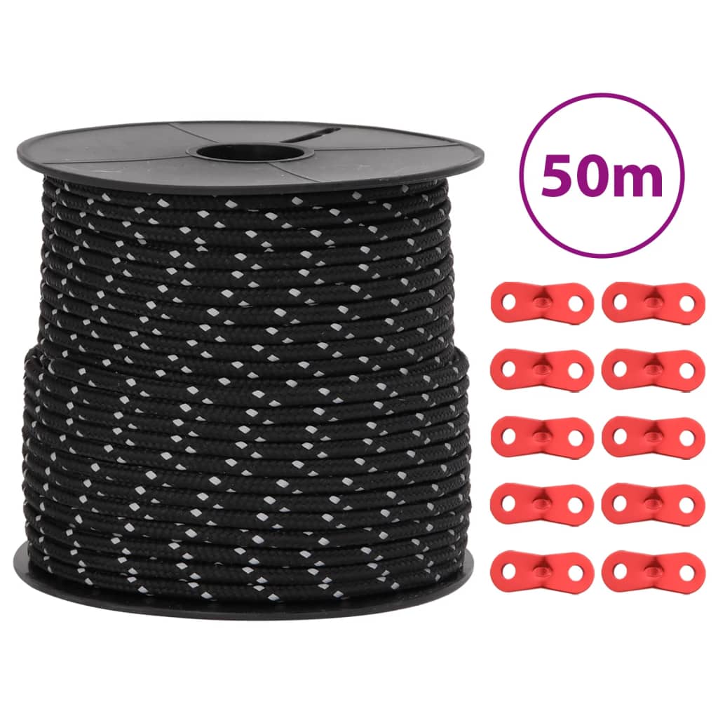 Reflective Tent Guy Lines with Rope Tensioners 50 M 4 Mm