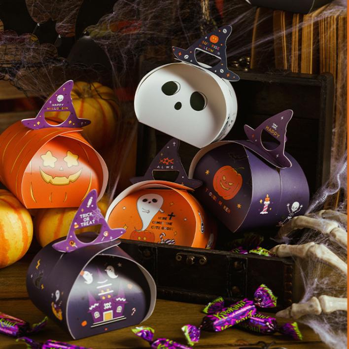 Halloween Ghost Candy Snack Box Happy Halloween Decoration For Kids Biscuit Cookies Gift Box Halloween Party Supplies