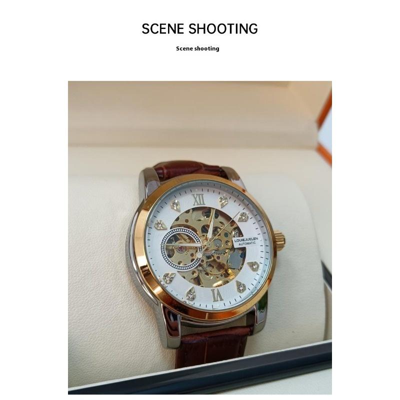 Top Brand Hollow Diamond Watch Waterproof Business Automatic Mechanical Watch Men's Wristwatch
