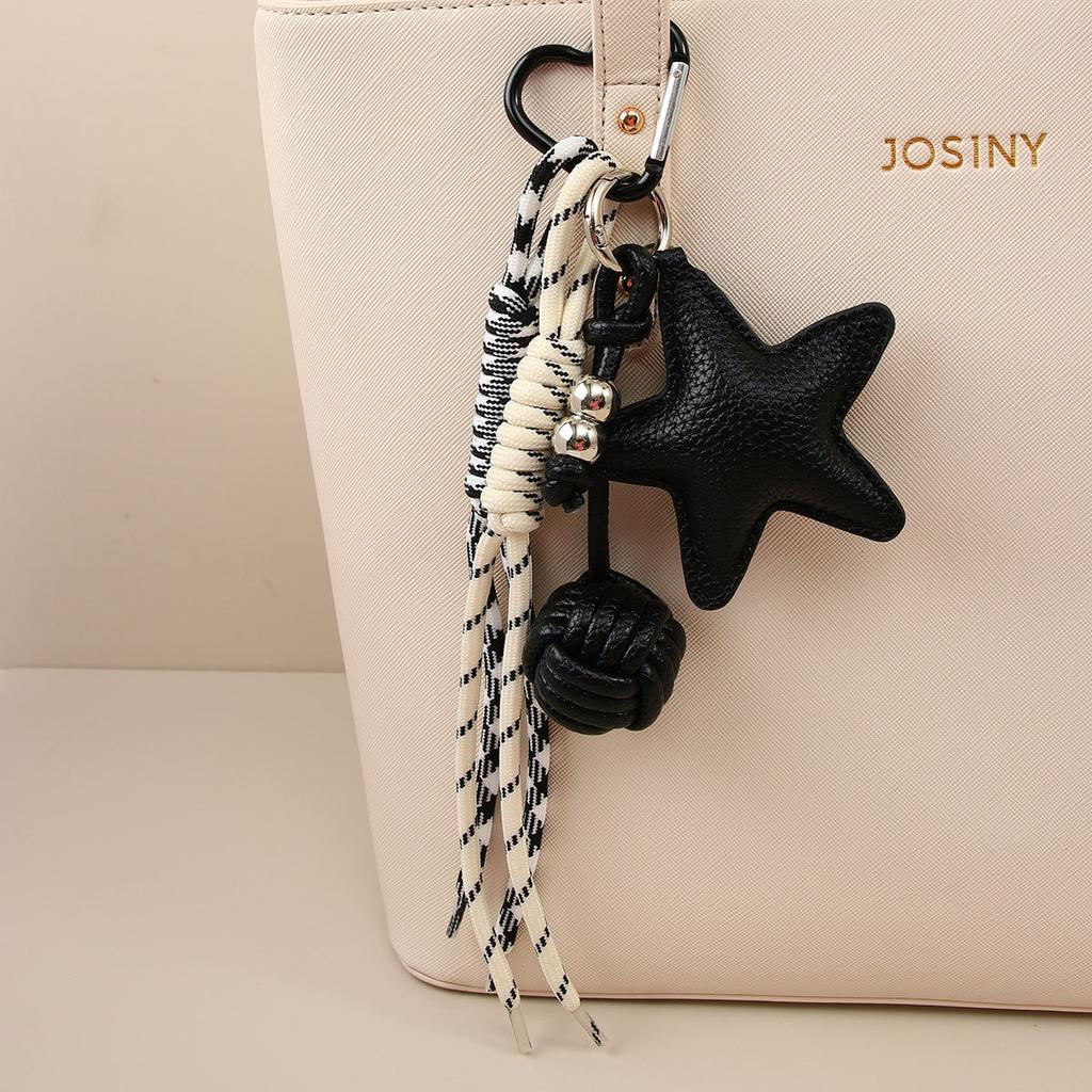 Original leather star Medra premium handmade rope knot keychain pendant pentagram bag pendant