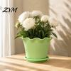 Nursery Pots for Green Plants Wavy Edge Planter with Saucer, Thickened Flower Pot Home Decor Drainage Holes, Modern Plant Indoor Outdoor Balcony
