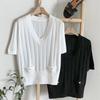 New ArriVals Open Run Women Loose V Neck Smock Pocket Short sleeVe Knit