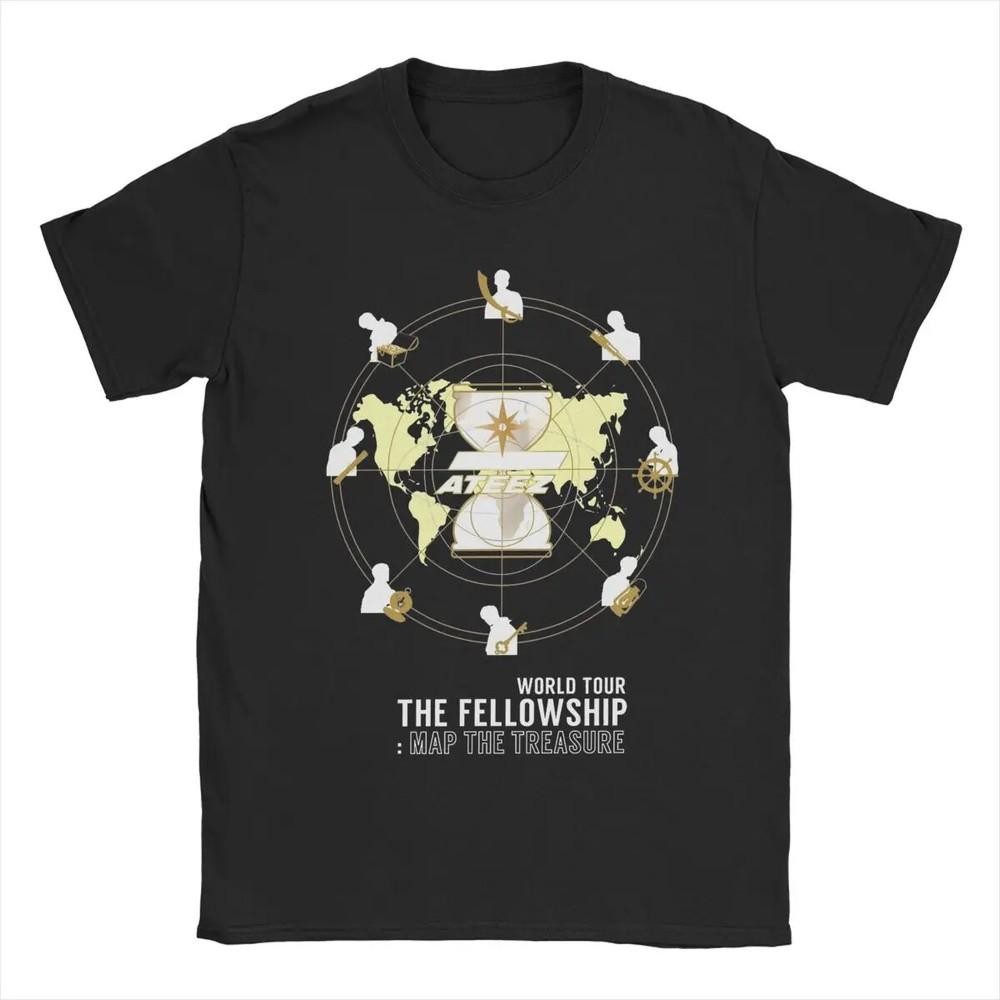 Men TShirt ATEEZ The Fellowship Map The Treasure 100% Cotton Tee Shirt Short Unisex T-Shirt XXXXL