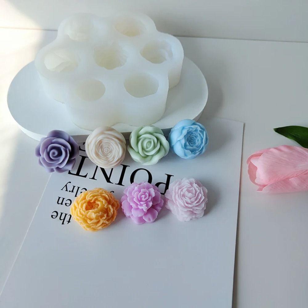 Food Grade Candle Mold Peony Soap Mould Aromatic Candle 7 in 1 Flower Silicone Mold  Candle Making