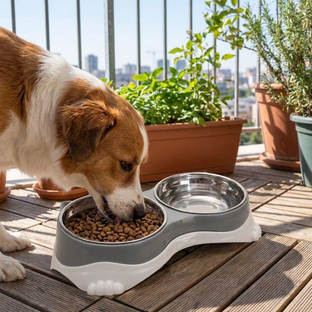 Raised Neck Protection Cat Ear Pet Double Bowl Anti-spill Pet Feeding Bowl Small Pet Food Bowl