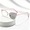 Metal Cat-Eye Photochromic Myopia Glasses High-Quality Spring-Arm Blue Light Blocking Nearsighted Glasses Diopter 0 To -4.0