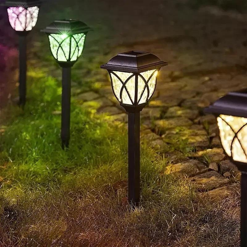LED Solar Lawn Lights Outdoor Waterproof Garden Pathway Lamps Warm Light for Villa Courtyard Landscape Decoration  Garden Light