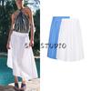 Spring and Summer New Women's Clothing Cotton High Waist A- Line Hem Poplin Elegant Midi Skirt Skirt 2731101