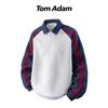 TOM ADAM Men's American Style Color-Block Half-Placket Sweatshirt