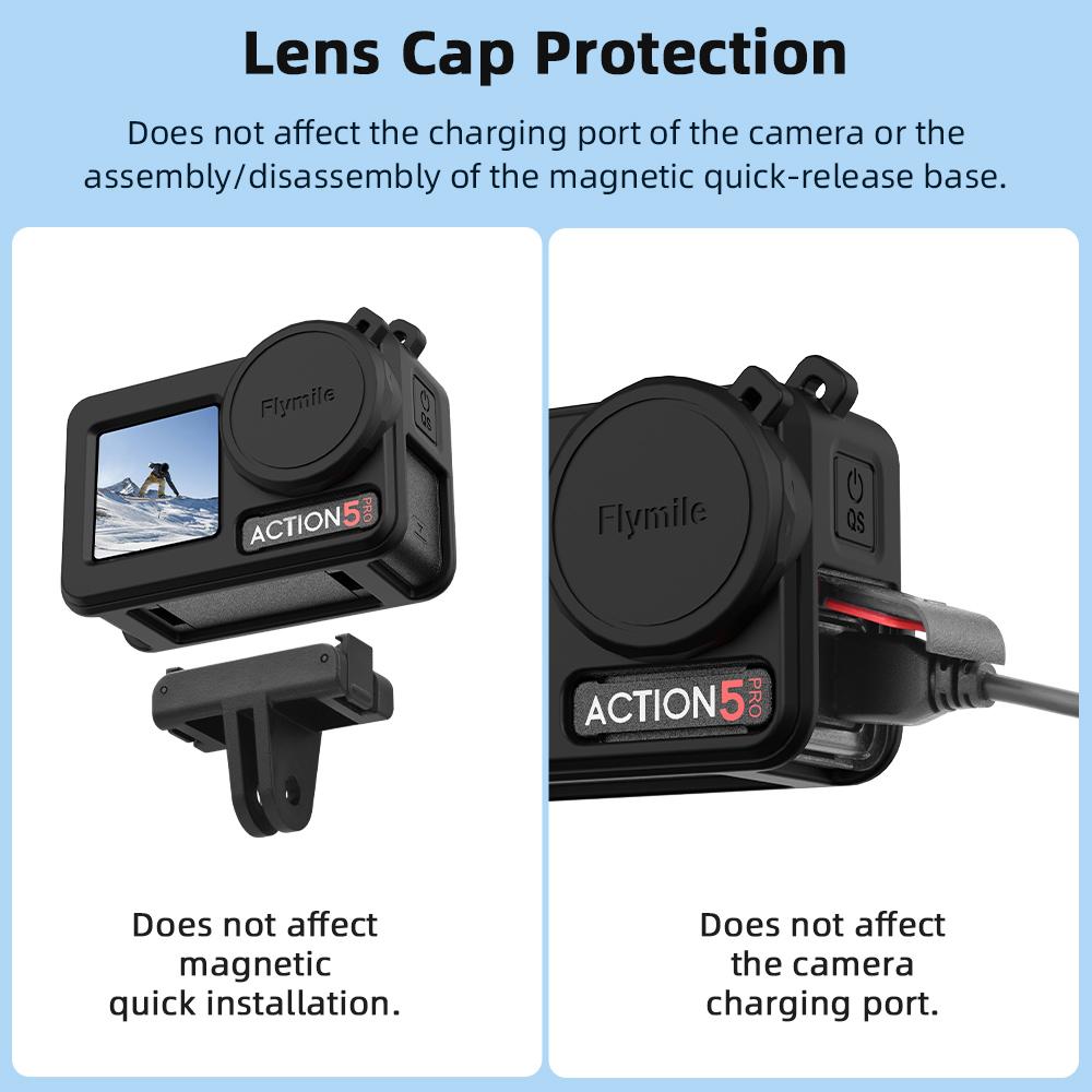 Silicone Case for DJI OSMO Action 5 Pro Body Bumper Protective Cover+Lens Cap Anti-scratch Protector Soft Shell Accessories Set