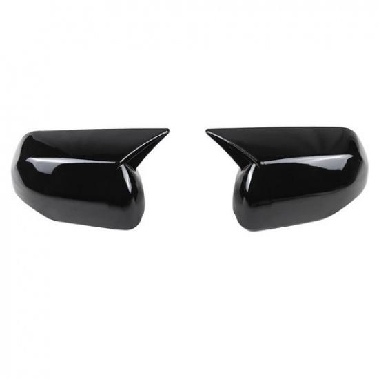Glossy Black Ox Horn Rearview Mirror Lid Cover Trim For -2024 Toyota Sequoia