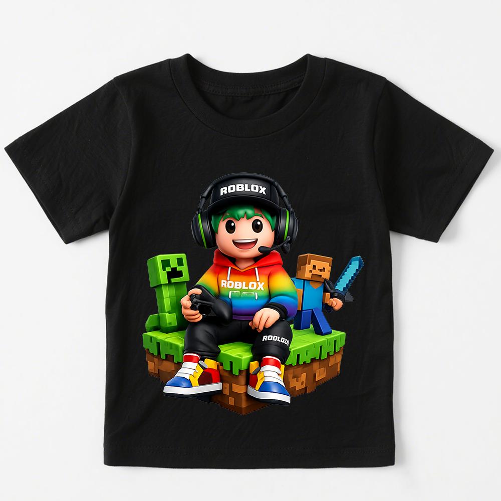 Roblox Spiel Print T-Shirts für Jungen Mädchen Kinder Kurzarm T-Shirt Oberteil Kinder Freizeitkleidung