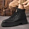 Botas de Tornozelo Masculinas Outono Inverno Marca de Luxo Confortáveis Solado Macio Botas de Trabalho Estilo Britânico Sapatos de Couro Venda Quente Botas Hombre