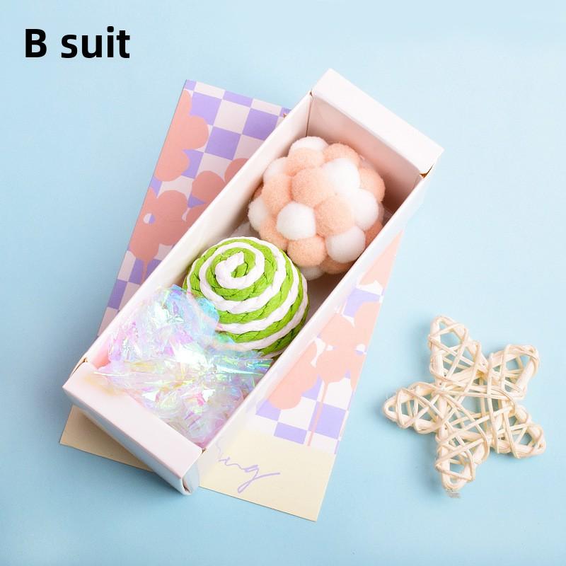 Zabawka dla kota - Elastyczna piłka - Ręcznie robiona pluszowa piłka z dzwoneczkiem - Zestaw prezentowy - Samodzielna piłka dla kota, która jest wytrzymała i odporna na drapanie i gryzienie