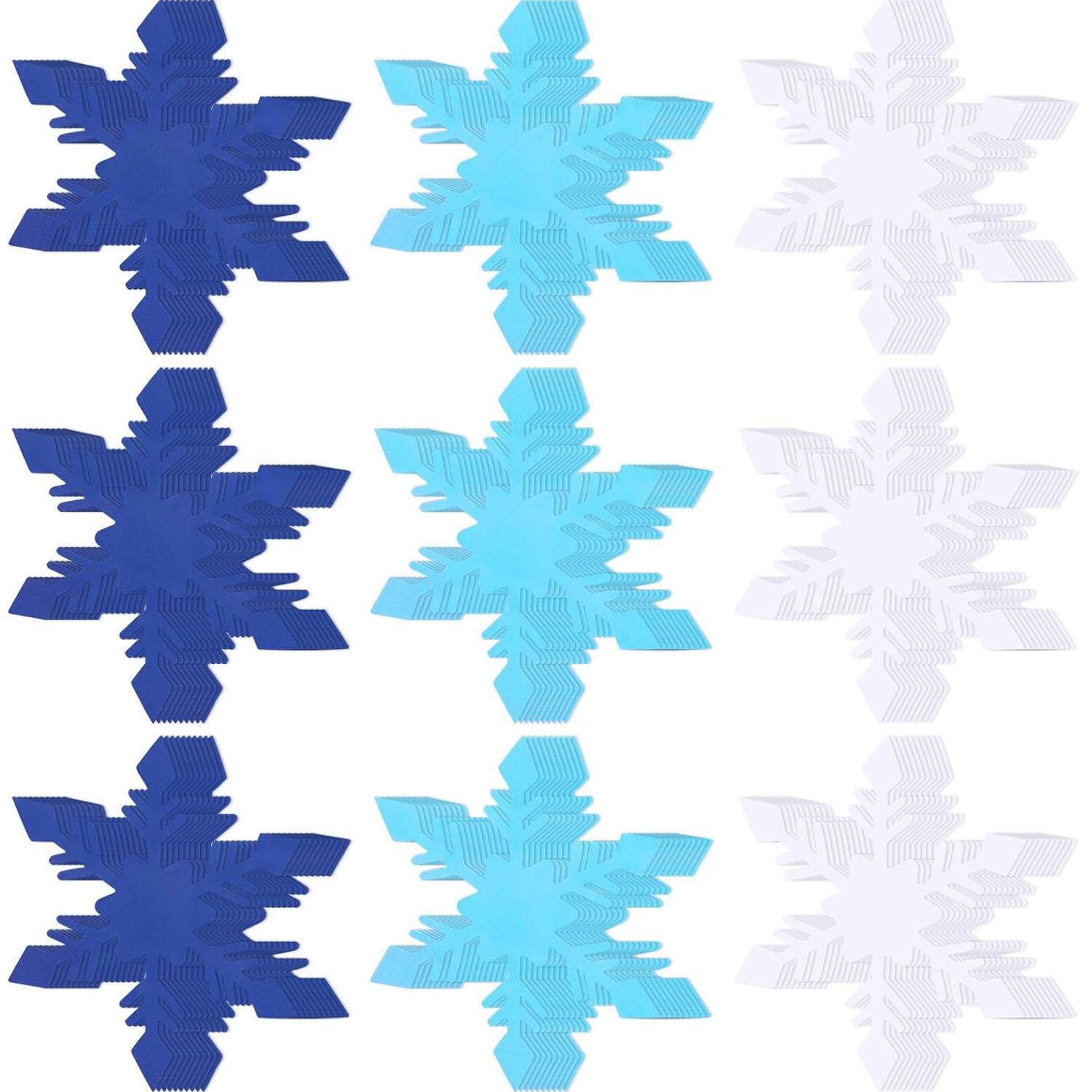 

1 Set Paper Snowflake Cutouts 4 Double-Sided Snowflakes Paper for Classroom Bulletin Board Holiday Decors Winter Themed Party