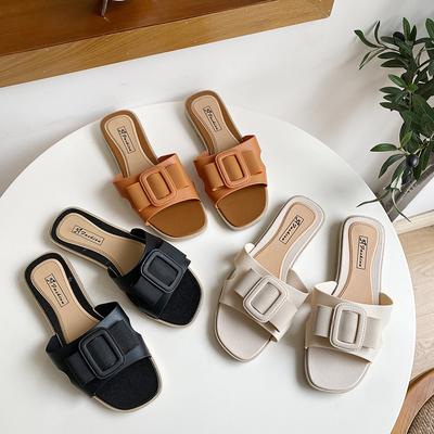 Nouvelles Pantoufles d'Été pour Femmes à Porter en Intérieur et en Extérieur Antidérapantes Chaussures de Plage Pantoufles à Talons Épais et Semelles Plates Tendance