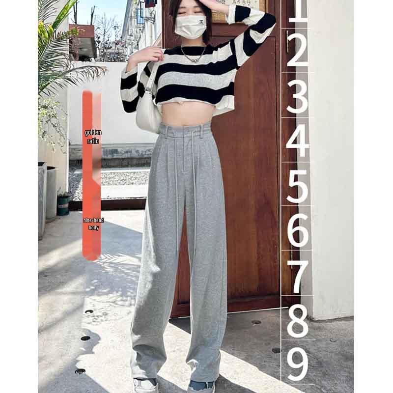

Women s 150cm Drawstring Wide-Leg Pants: Casual, Slimming, Draping, Petite Fit for Spring/Autumn XL (for 116-125 jin)