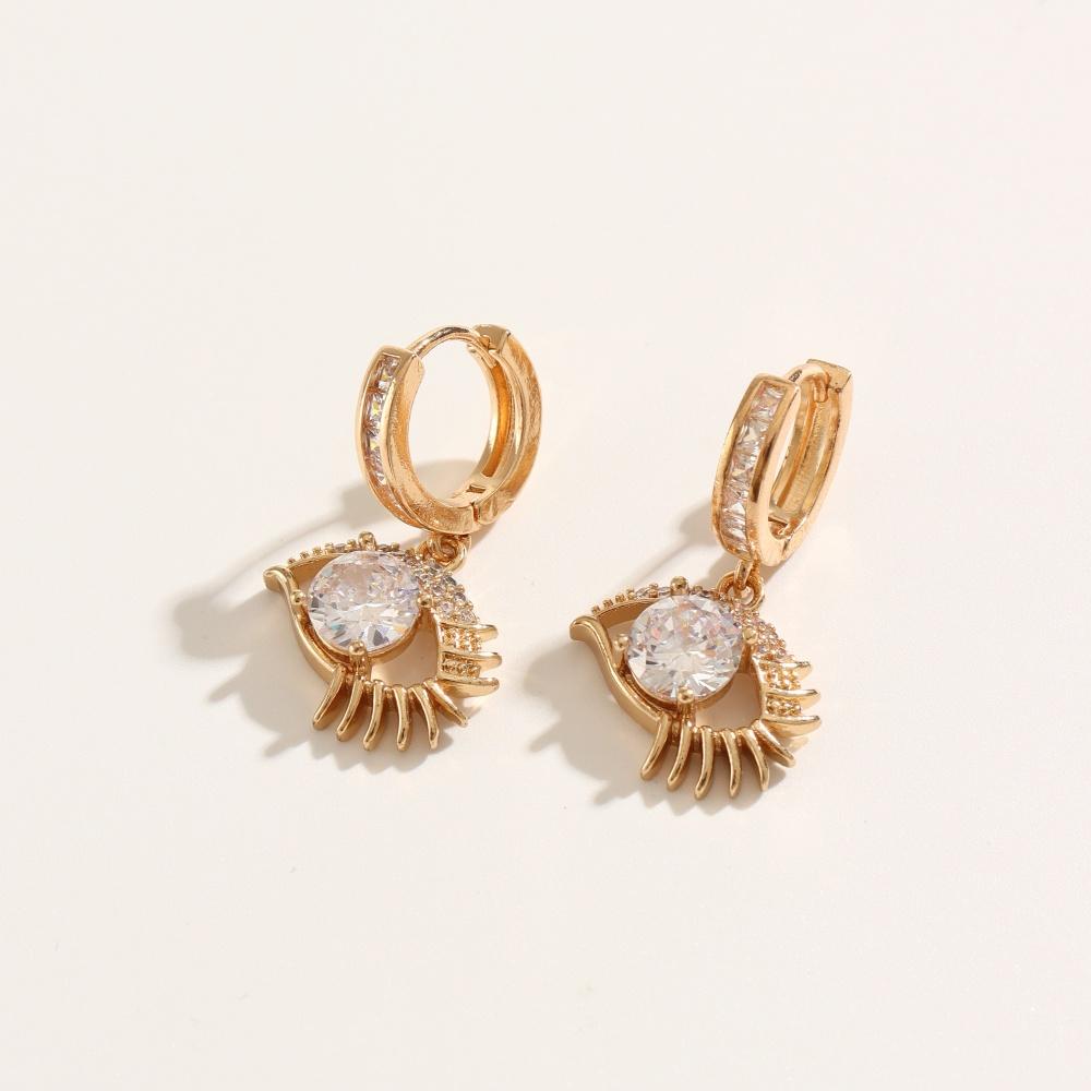 1 Pair Fashion Zirconia Eye Dangle Earrings for Women Golden Earring Jewelry Wedding Party Accessories