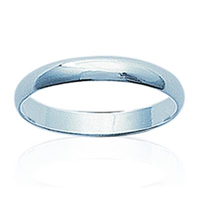 Silver Wedding Band 'Demi-Jonc' (rhodium Plated) - 3 Mm