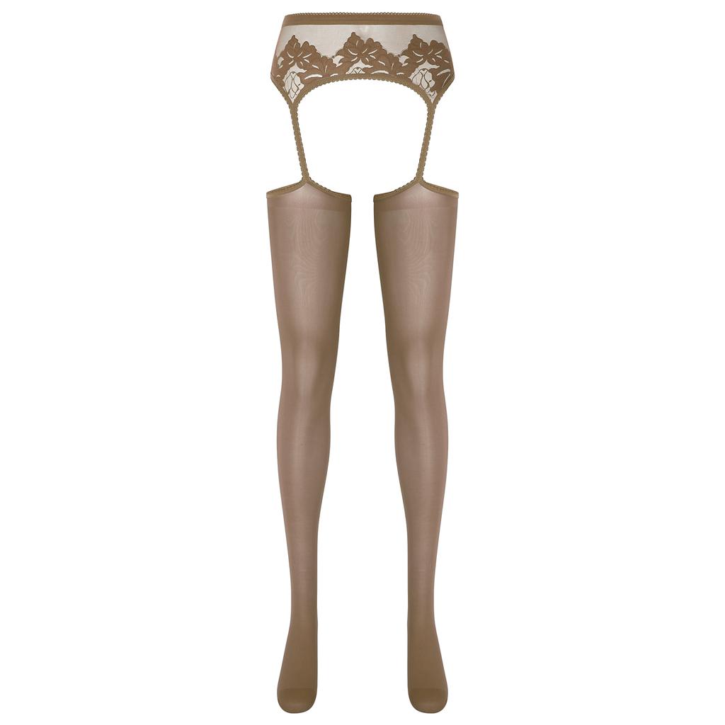 Damen Florale Spitze Leggings Einteiler Schrittloser Strumpfhose Cutout Design Strumpfhalter Strümpfe Flitterwochen Geschenk