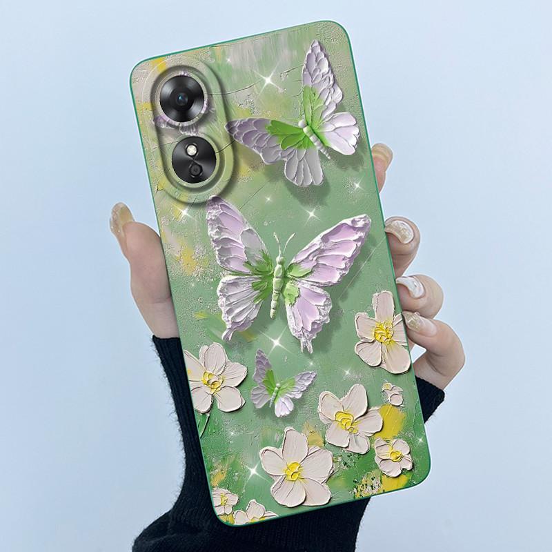 For OPPO A17 A17K 2022 CPH2477 Case Back Cover Cute Panda Sweet Girls Soft Silicone TPU Phone Case Shockproof Protective Casing
