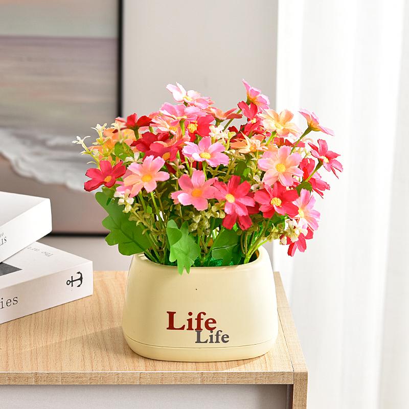 Sunflower Artificial Flower Arrangement - Small Potted Plants & Plastic Bouquets for Living Room and Dining Table Decor