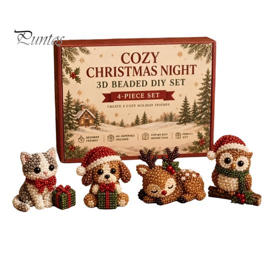 Kit de perles 3D d'animaux réalistes pour perlage DIY, Ensemble d'artisanat de perles de Noël, Activité interactive parent-enfant Kit de broderie facile fait main pour enfants I
