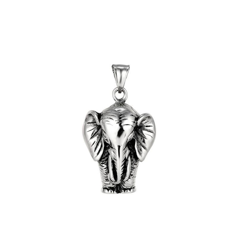Elephant Shaped Pendant Necklace Dual Tone Stainless Steel Trendy Decoration Personalized Men s Jewelry