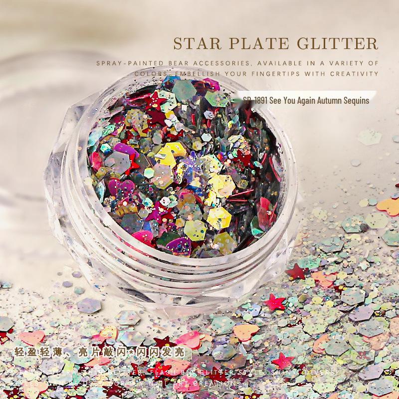 

Nail Art Mixed Glitter Sequins: Irregular Hexagon & Round Shapes
