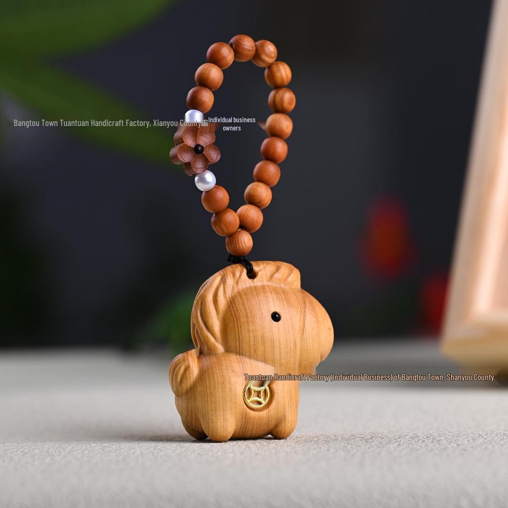 Tang Dynasty Horse Handheld Solid Wood Carving - Natural Cliff Cypress Animal Zodiac Ornament