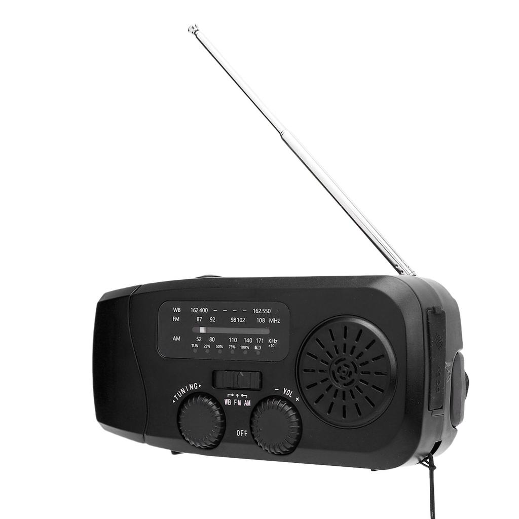 Solar Hand Crank Radio 2000mAh Battery AM FM WB Emergency Weather Radio with LED Flashlight for Outdoor Camping Hiking