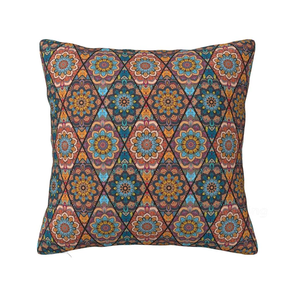 Boho Ethnic Traditional Pattern Pillowcase Home Office Car Body Pillow Case Cover Soft Cozy Cushion Cover for Sofa Bed 50x50cm