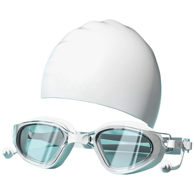 

Swimming Goggles with Swimming Caps, Open Water Swimming Goggles Anti-Fog Protections No Leakage Clear Views for Adults