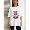 Cute But Feral Raccoon Graphic T-Shirt White Cute Raccoon With Pink Bow And Heart Sunglasses Drinking Smoothie Print Casual Summer Top For Women