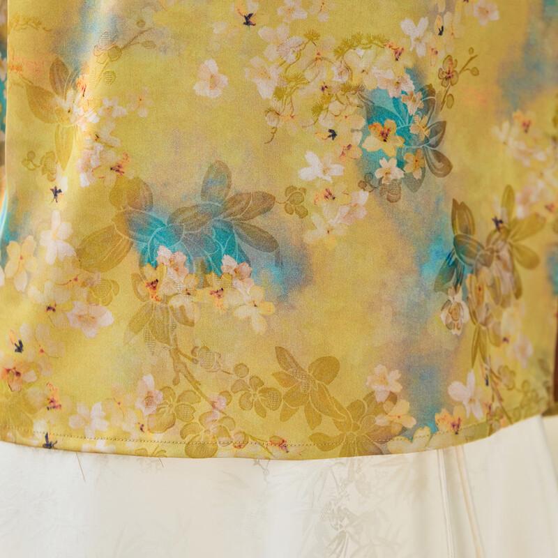 New Chinese Style Floral Print T-shirt for Women