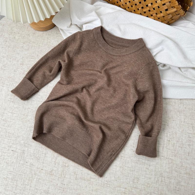 Pull En Laine à Col Rond pour Enfants - Pull Tricoté Unisexe Automne/Hiver pour Bébés et Tout-Petits