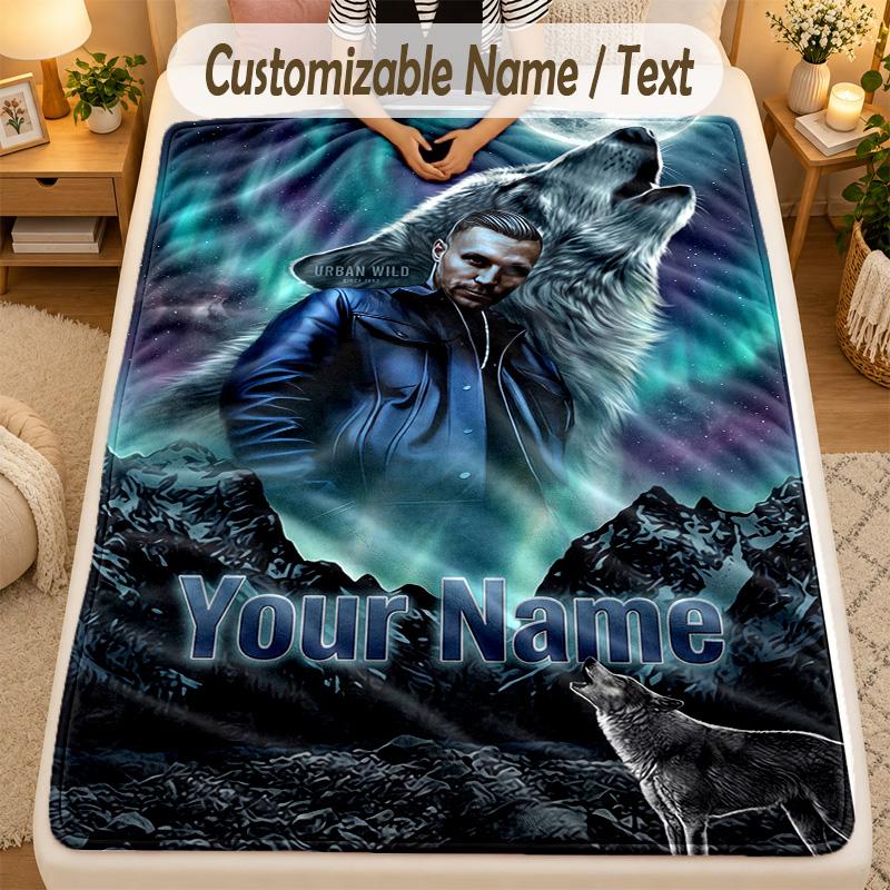 Flannel BlanketKontra K Custom Name Text Personalized Soft Warm Throw Blanket Home Decor Gift