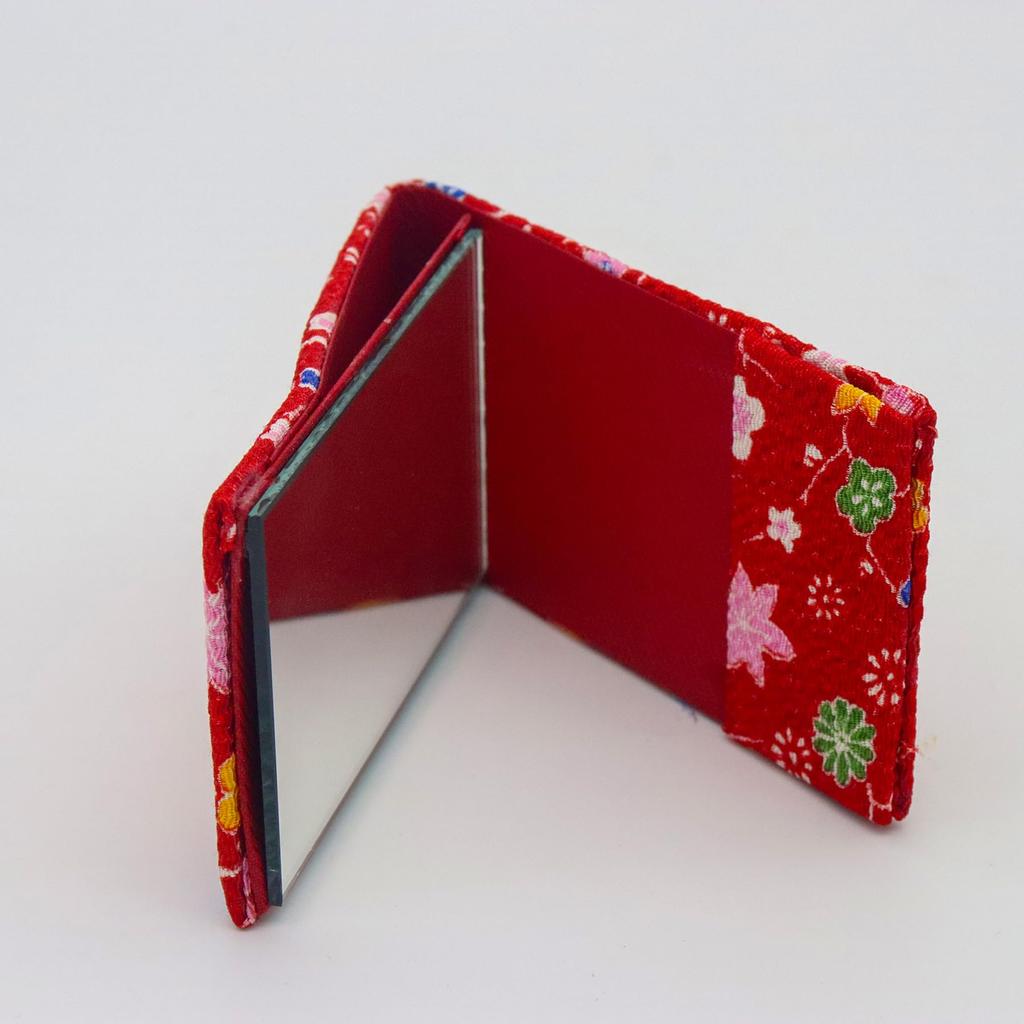 Japanese Traditional Folk Crafts Red Bifold Standing Mirror of Souvenir (Set 10)