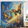 Vibrant Butterfly Garden Waterproof Mildew-Resistant Shower Curtain - Artistic Design for a Magical Bathroom Décor Experience