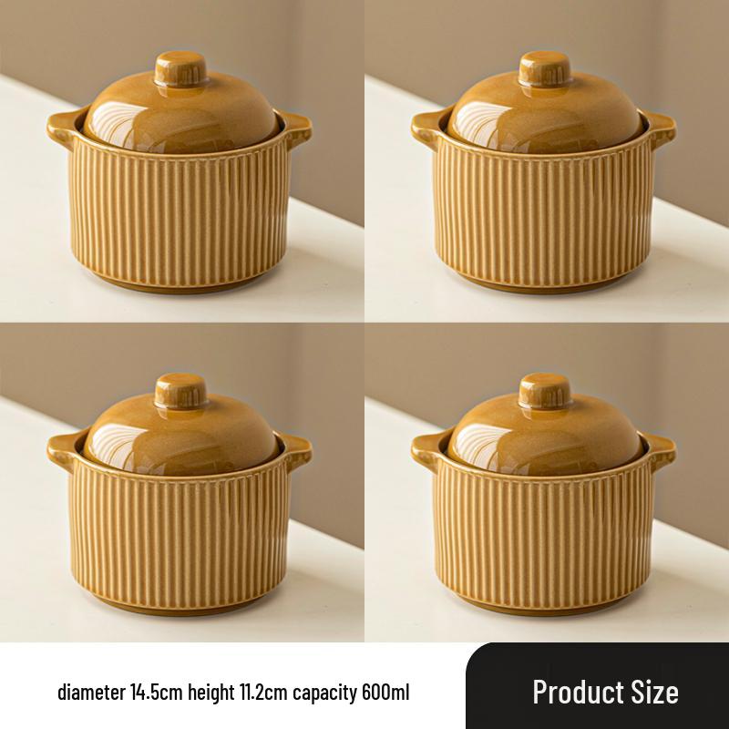 Ceramic Double Boiler Stew and Egg Custard Pot with Lid