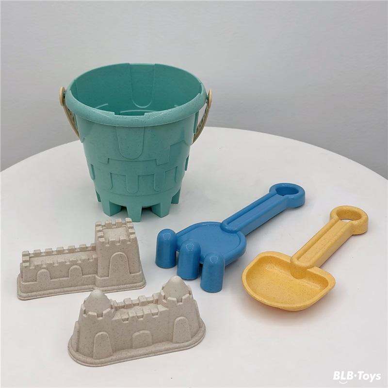 Children s beach toys, wheat straw beach bucket set, can be used to hold sand digging tools, watering flowers, outdoor wheat straw toys
