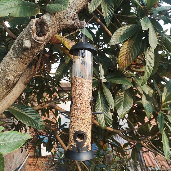 Hanging Birds Feeder Squirrel-proof Birdfeeder Outdoor Birdseed Dispenser Attracts Blue Tits Finches for Garden Wild Birds