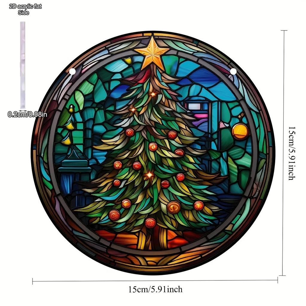 Christmas Vintage Truck Lighthouse Suncatcher Window Decor Wreath Sign Scene, Novelty Home Decor, Perfect Durable for Bedroom