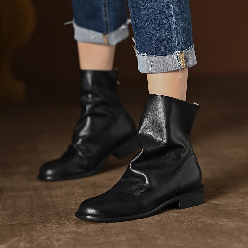 Winter Women'S Boots Vintage Chelsea Boots Women'S Shoes Women'S Ankle Boots Genuine Leather Western Boots Retro